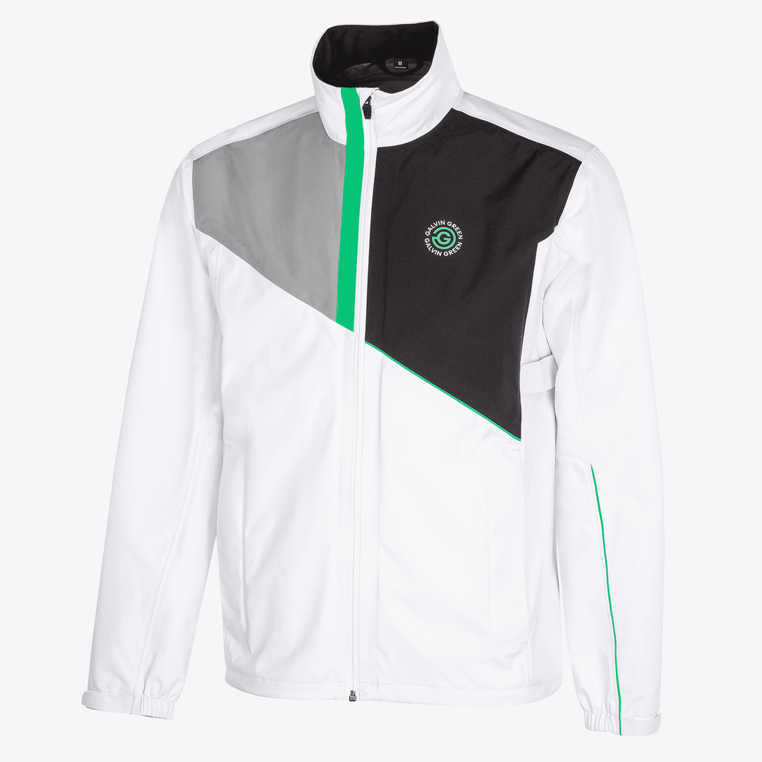 Apollo  is a Waterproof golf jacket for Men in the color White/Black/Green(0)