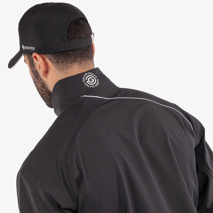 Ames is a Waterproof golf jacket for Men in the color Black/White(9)