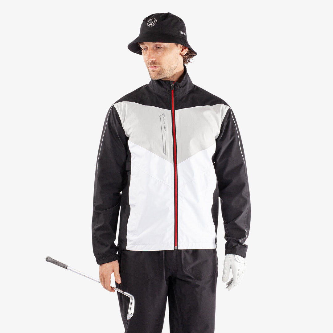 Armstrong is a Waterproof golf jacket for Men in the color Black/White/Red(1)
