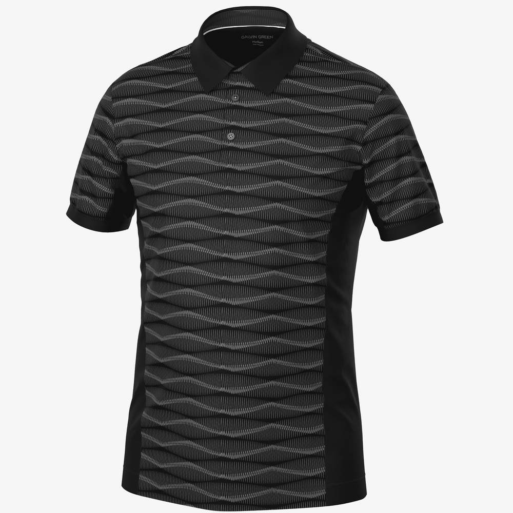 Merlin is a Breathable short sleeve golf shirt for Men in the color Black/Sharkskin(0)