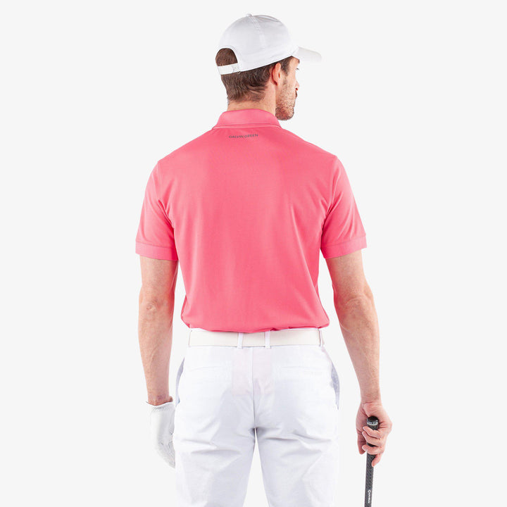 Maximilian is a Breathable short sleeve golf shirt for Men in the color Camelia Rose(5)
