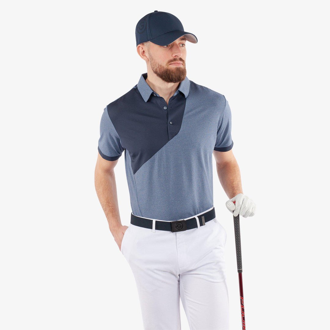Mikel is a Breathable short sleeve golf shirt for Men in the color Navy(1)
