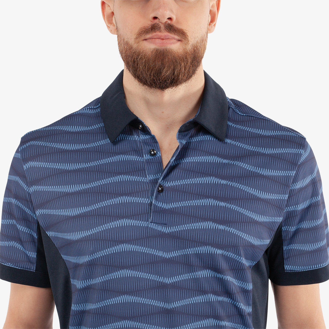 Merlin is a Breathable short sleeve golf shirt for Men in the color Navy/Blue(3)