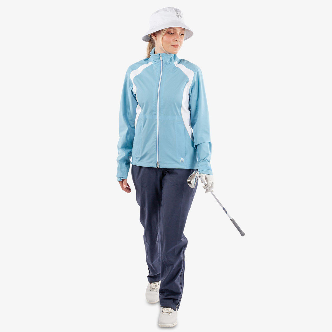 Amy is a Waterproof golf jacket for Women in the color Alaskan Blue/White(2)