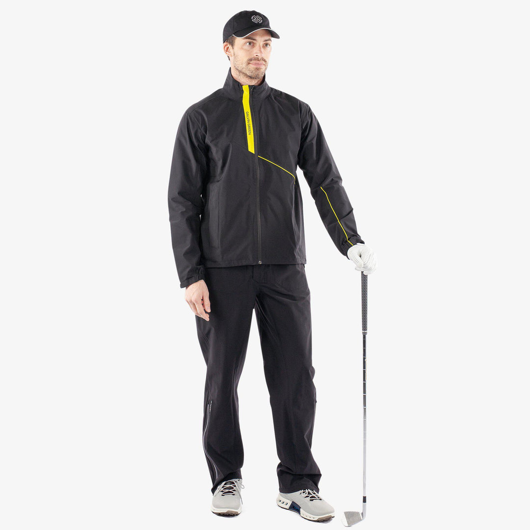 Apollo  is a Waterproof golf jacket for Men in the color Black/Sunny Lime(2)