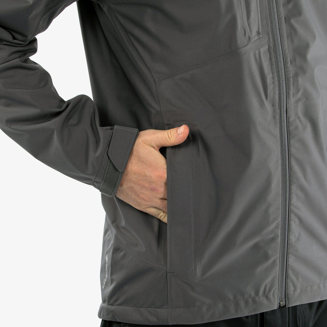 Amos is a Waterproof golf jacket for Men in the color Forged Iron(5)