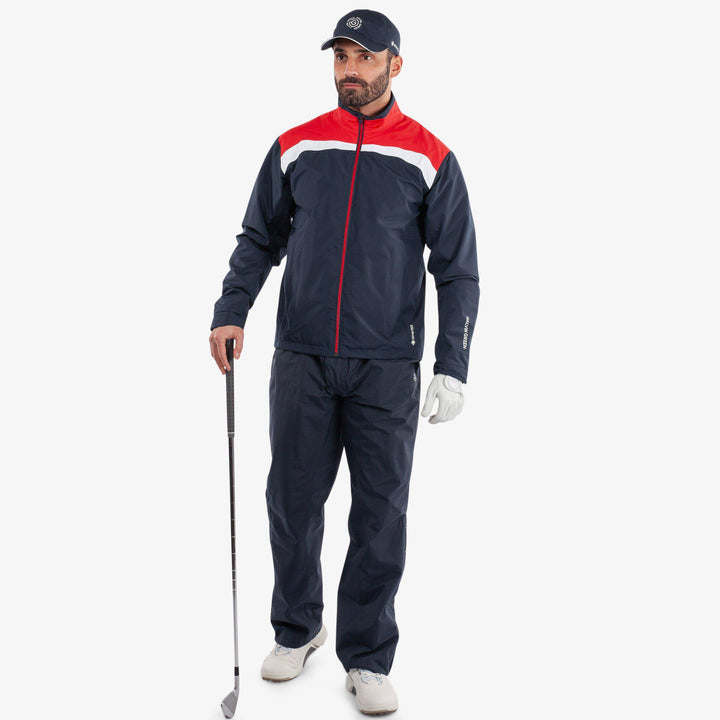 Anton is a Waterproof golf jacket for Men in the color Navy/Red(2)