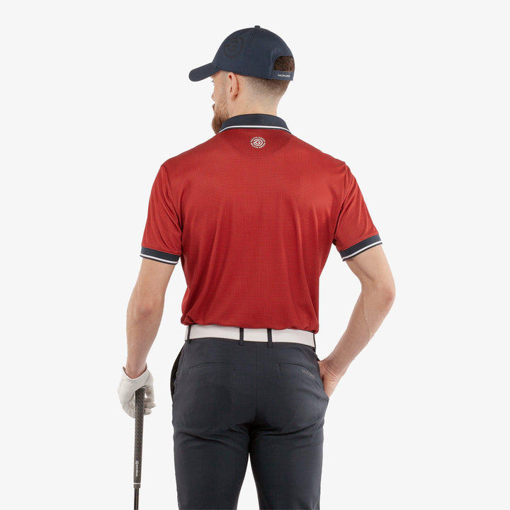 Miller is a Breathable short sleeve golf shirt for Men in the color Red/Navy(5)