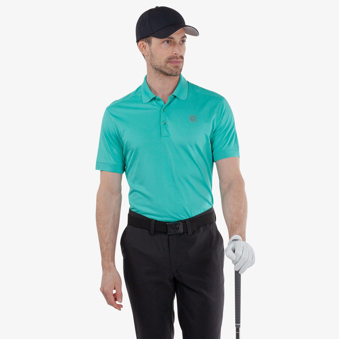Maximilian is a Breathable short sleeve golf shirt for Men in the color Atlantis Green(1)