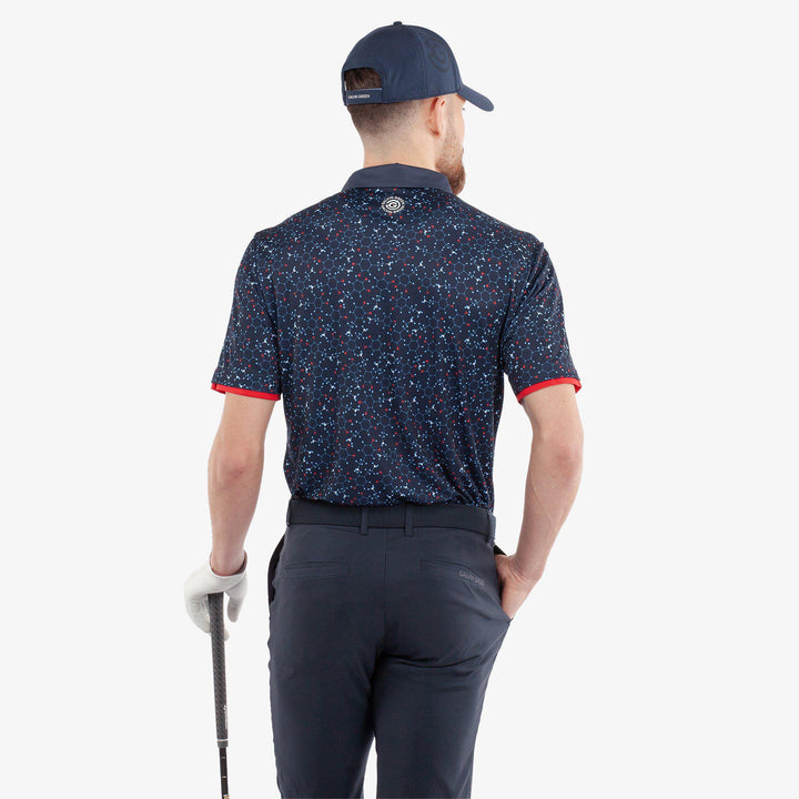Mannix is a Breathable short sleeve golf shirt for Men in the color Navy/Red(5)
