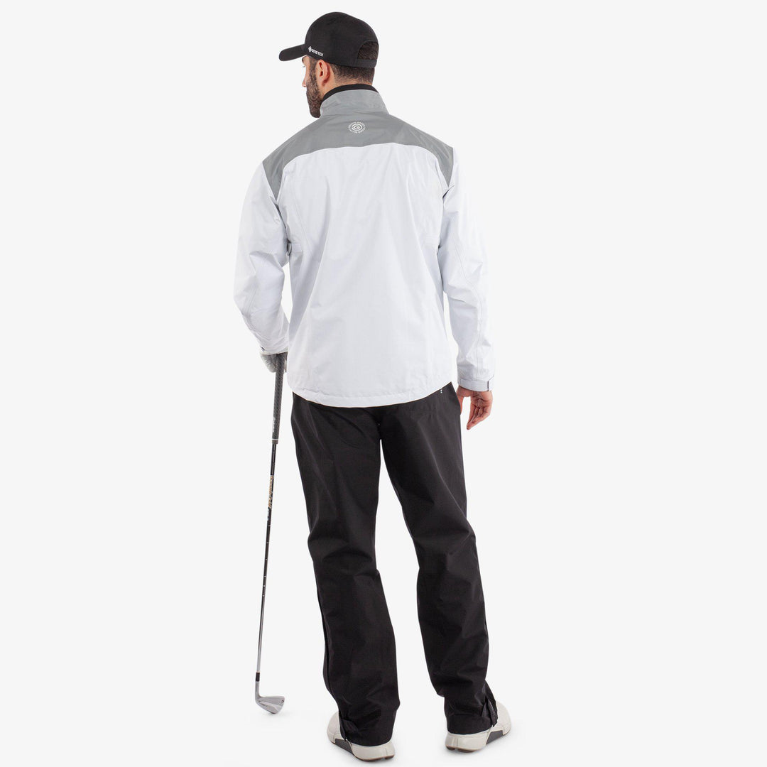 Anton is a Waterproof golf jacket for Men in the color White/Sharkskin(8)