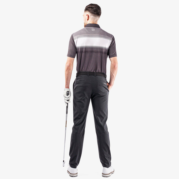 Mirca is a Breathable short sleeve golf shirt for Men in the color Black/White/Sharkskin(8)