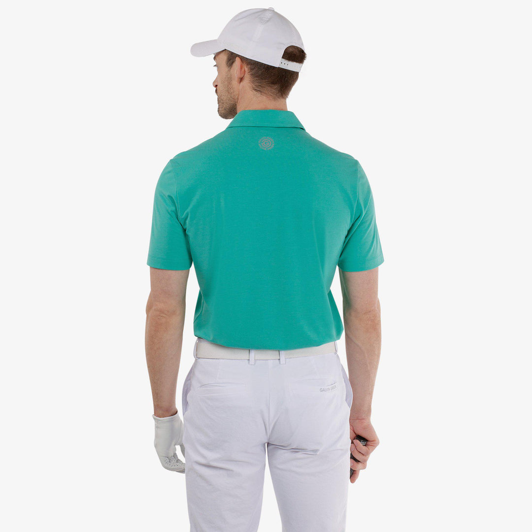 Marcelo is a Breathable short sleeve golf shirt for Men in the color Atlantis Green(4)