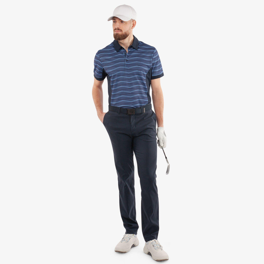 Merlin is a Breathable short sleeve golf shirt for Men in the color Navy/Blue(2)