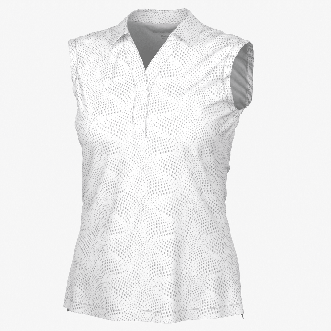Minnie is a BREATHABLE SLEEVELESS GOLF SHIRT for Women in the color White/Cool Grey(1)