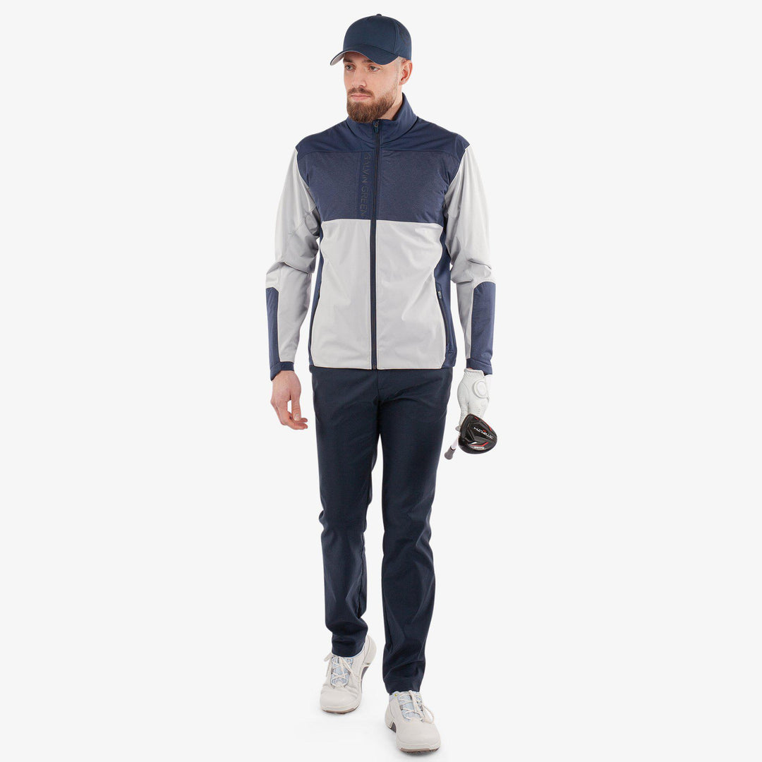 Layton is a Windproof and water repellent golf jacket for Men in the color Cool Grey/Navy(2)