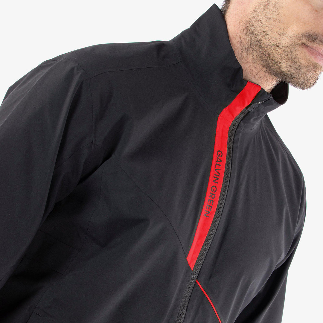 Apollo  is a Waterproof golf jacket for Men in the color Black/Red(3)