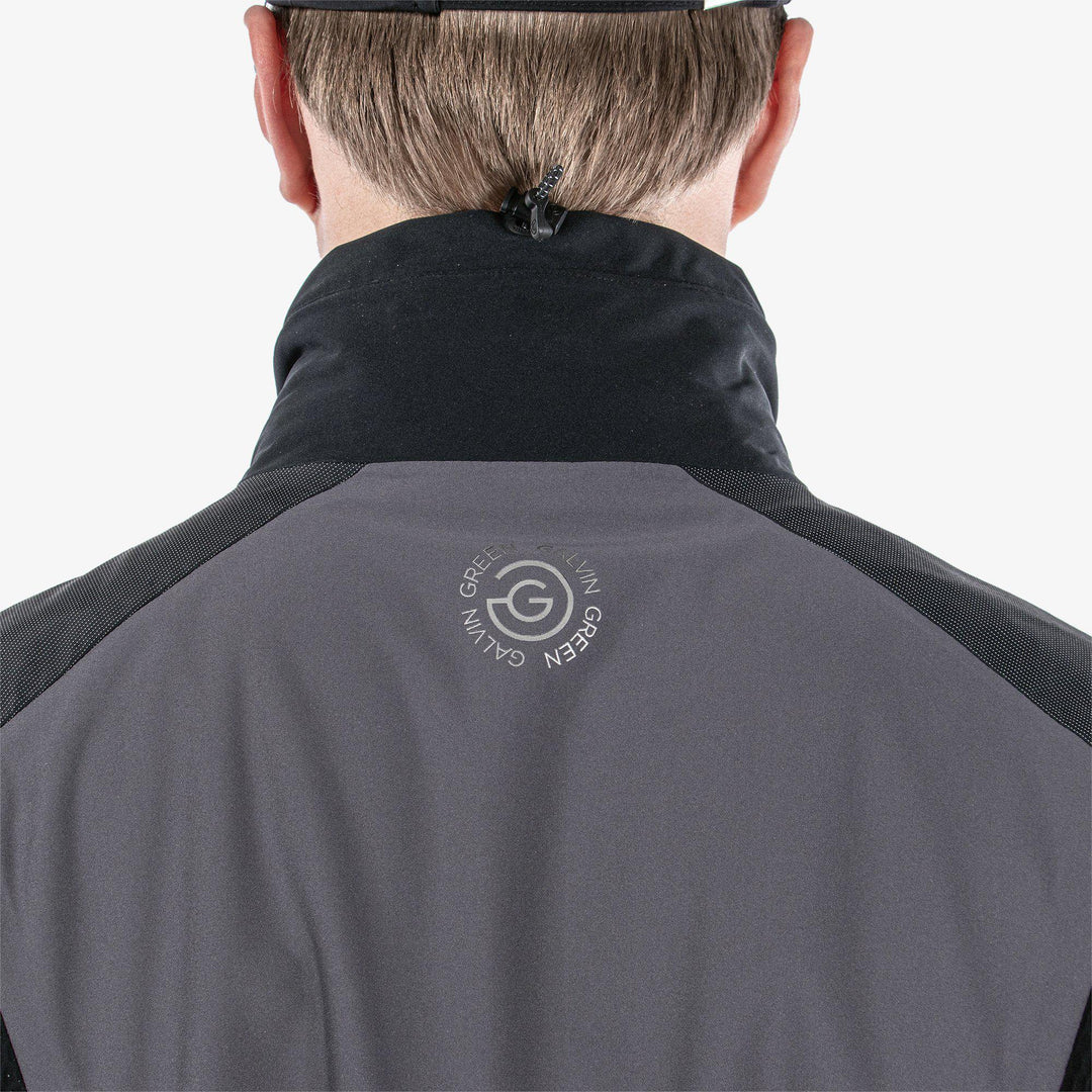 Alister is a Waterproof golf jacket for Men in the color Forged Iron/Black (3)