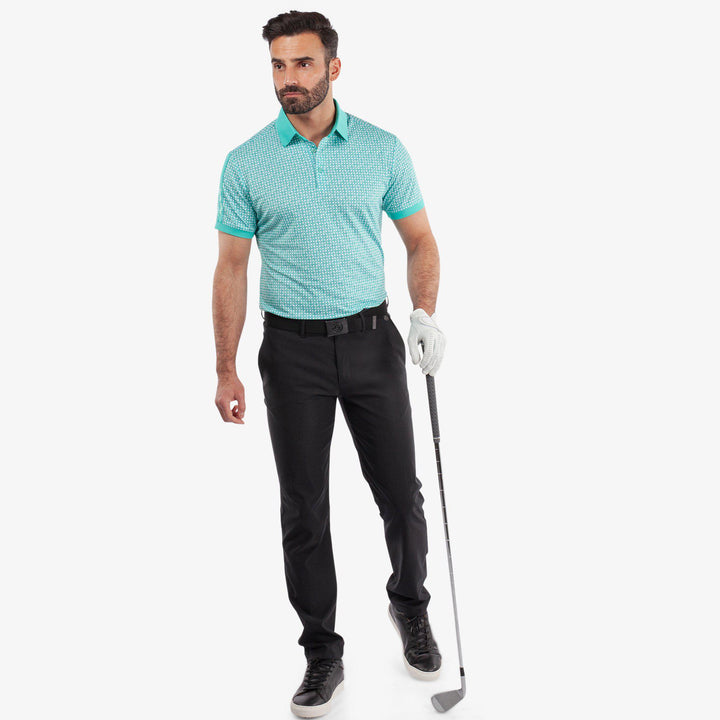 Melvin is a Breathable short sleeve golf shirt for Men in the color Atlantis Green/White(2)