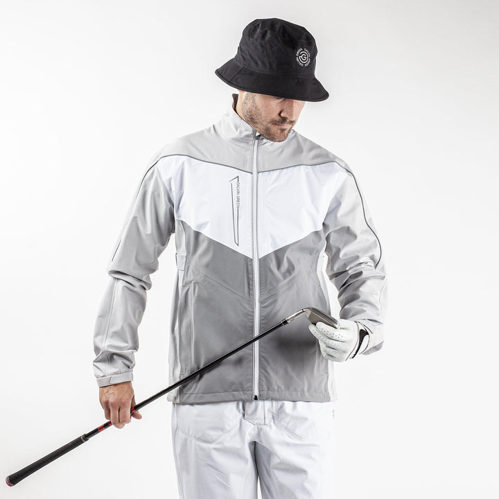 Armstrong is a Waterproof golf jacket for Men in the color Cool Grey/Sharkskin/White(1)