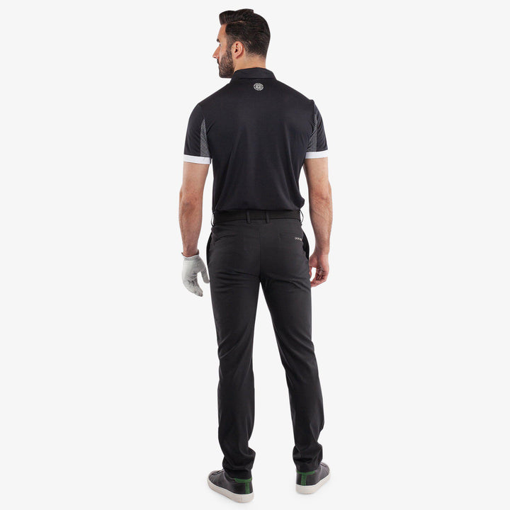 Mills is a Breathable short sleeve golf shirt for Men in the color Black/White(6)