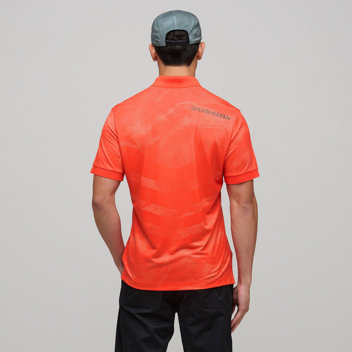 Mirza is a Breathable short sleeve golf shirt for Men in the color Orange(4)