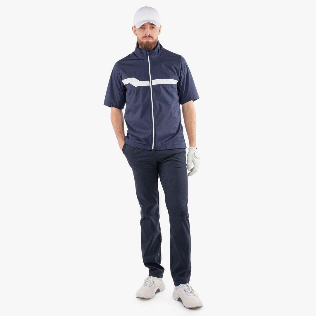 Lex is a Windproof and water repellent golf jacket for Men in the color Navy/White(2)