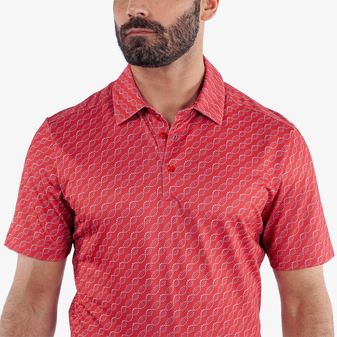 Marcus is a Breathable short sleeve golf shirt for Men in the color Red(3)