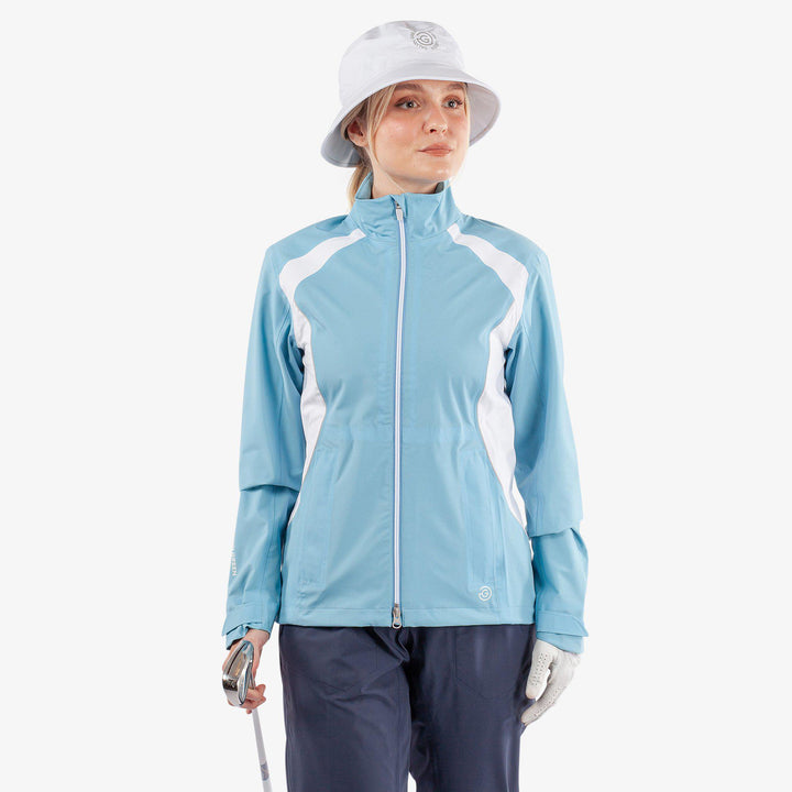 Amy is a Waterproof golf jacket for Women in the color Alaskan Blue/White(1)