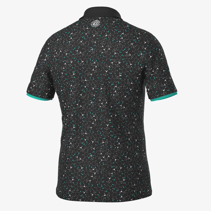Mannix is a Breathable short sleeve golf shirt for Men in the color Black/Atlantis Green(7)