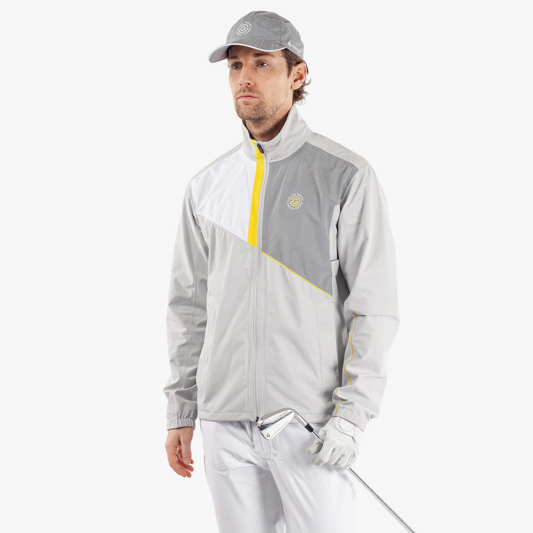 Apollo  is a Waterproof golf jacket for Men in the color Cool Grey/Sharkskin/Yellow(1)