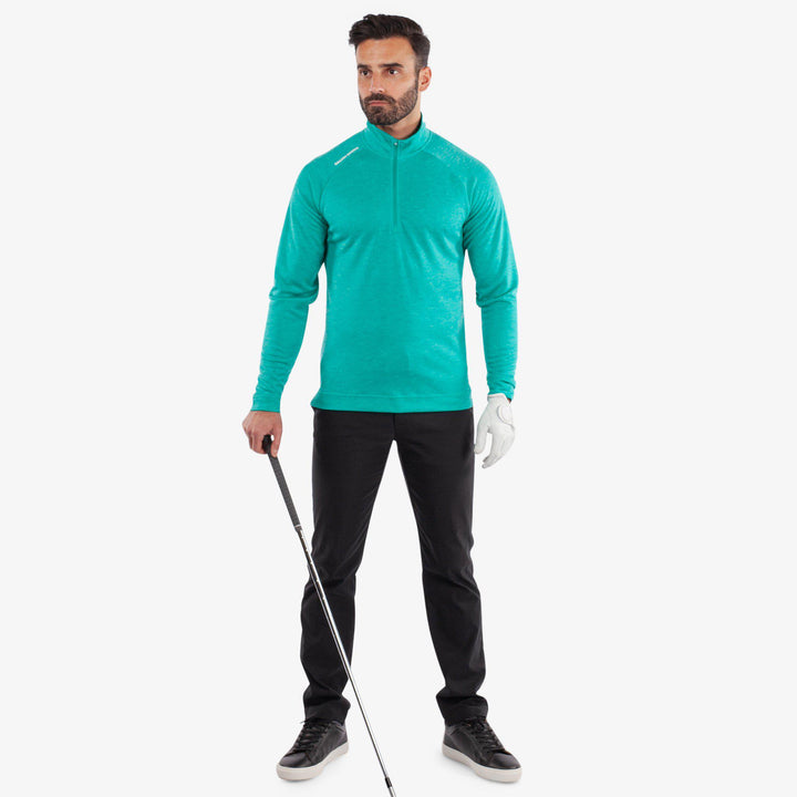 Dion is a Insulating golf mid layer for Men in the color Atlantis Green Melange(2)