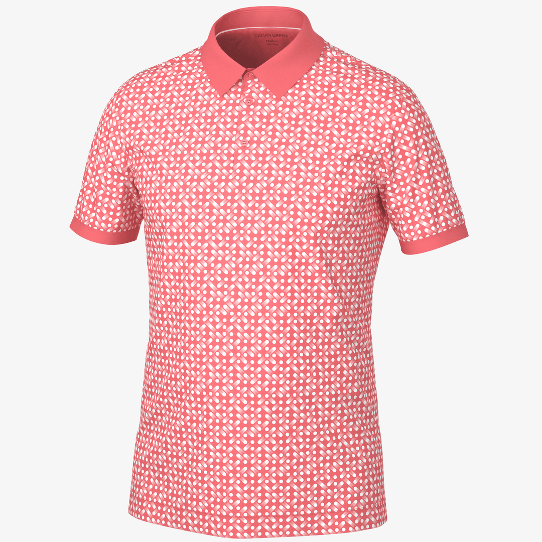 Melvin is a Breathable short sleeve golf shirt for Men in the color Coral/White (0)