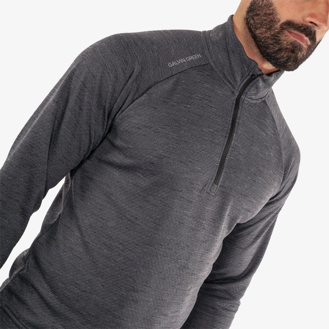 Dion is a Insulating golf mid layer for Men in the color Black Melange(3)