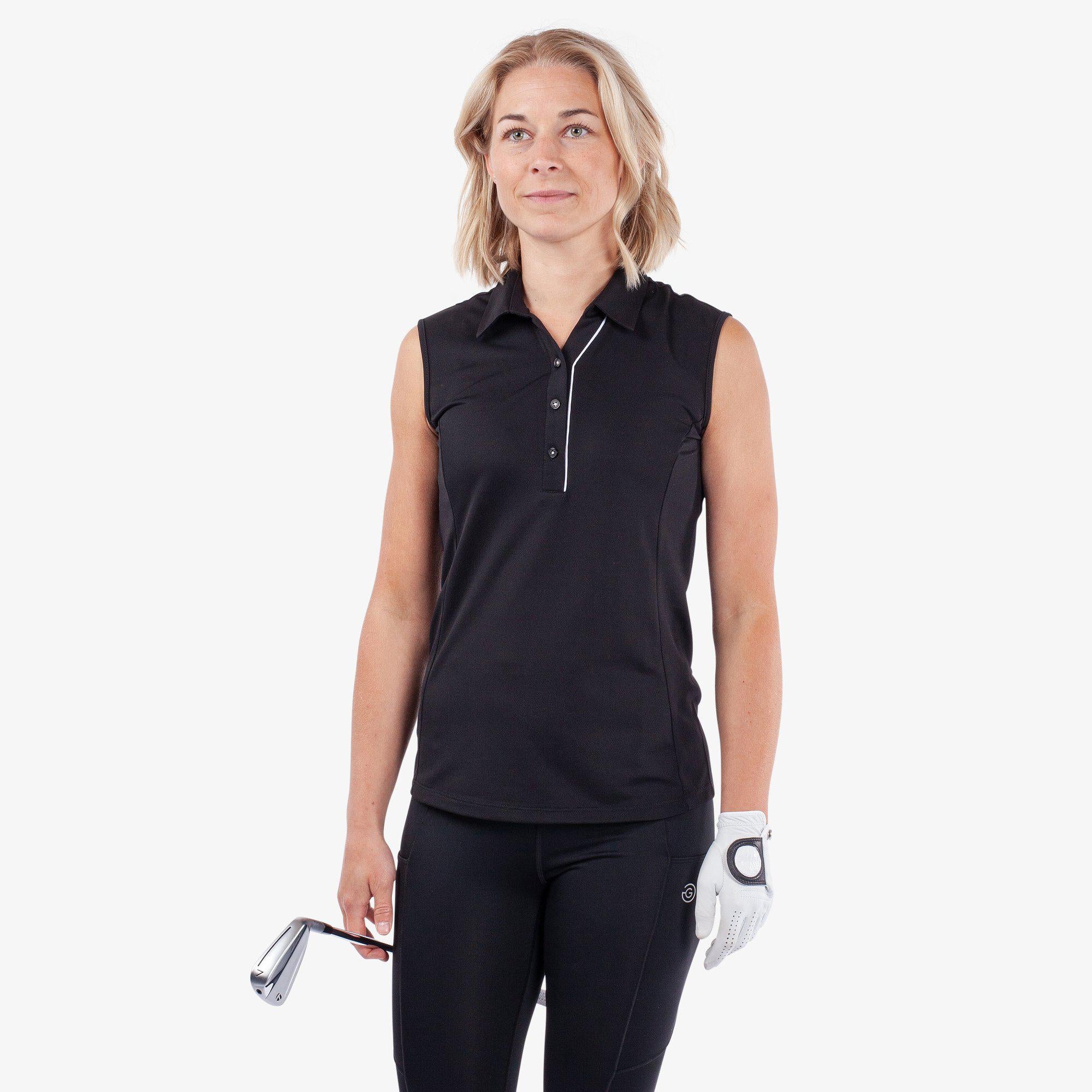 Galvin Green Meg Breathable short sleeve golf polo polo shirt Black White XXL Golf Polo Polo Shirt Sleeveless