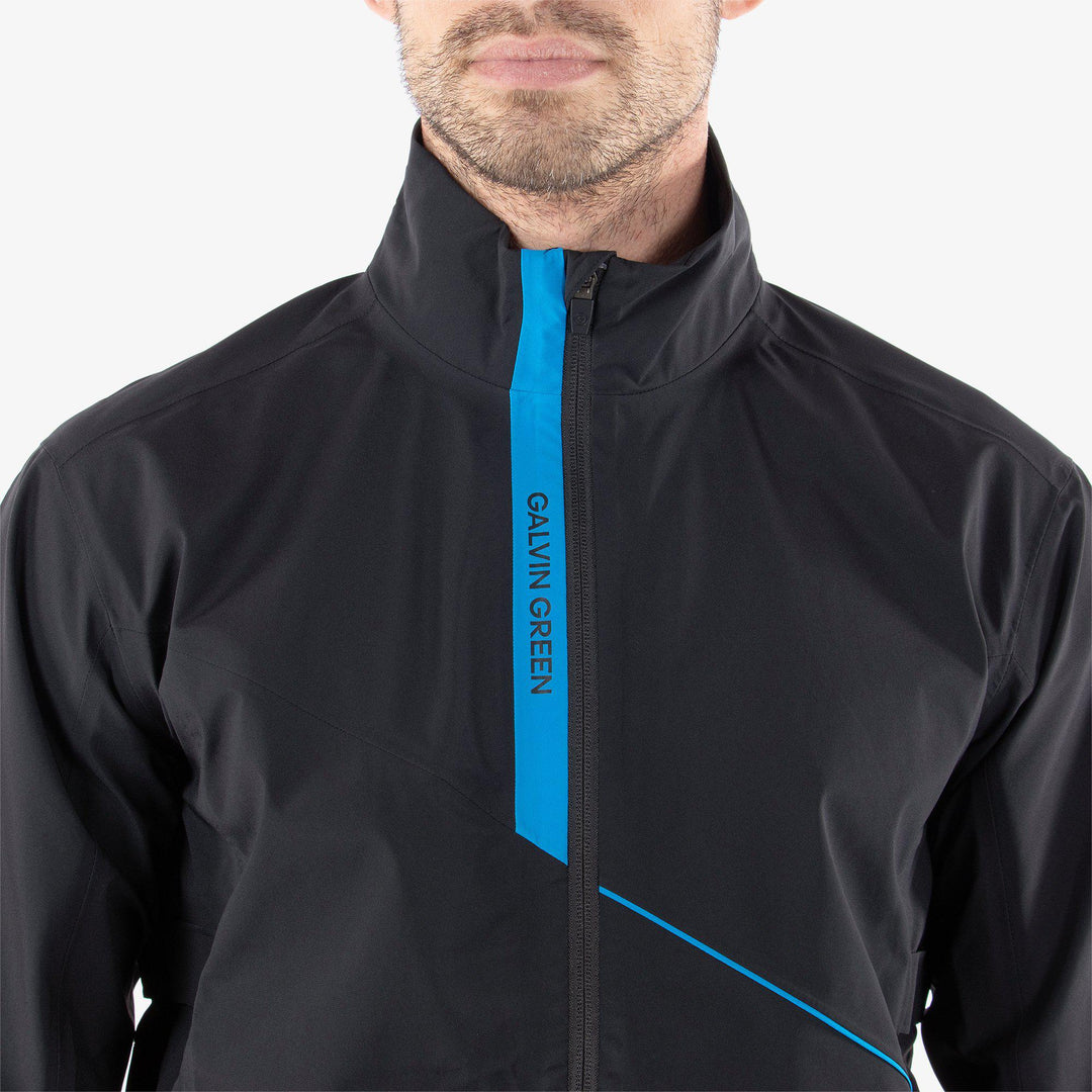 Apollo  is a Waterproof golf jacket for Men in the color Black/Blue(3)