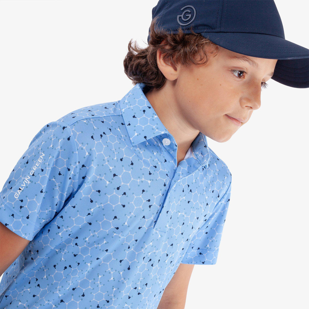 Rocco is a Breathable short sleeve golf shirt for Juniors in the color Alaskan Blue/Navy(3)