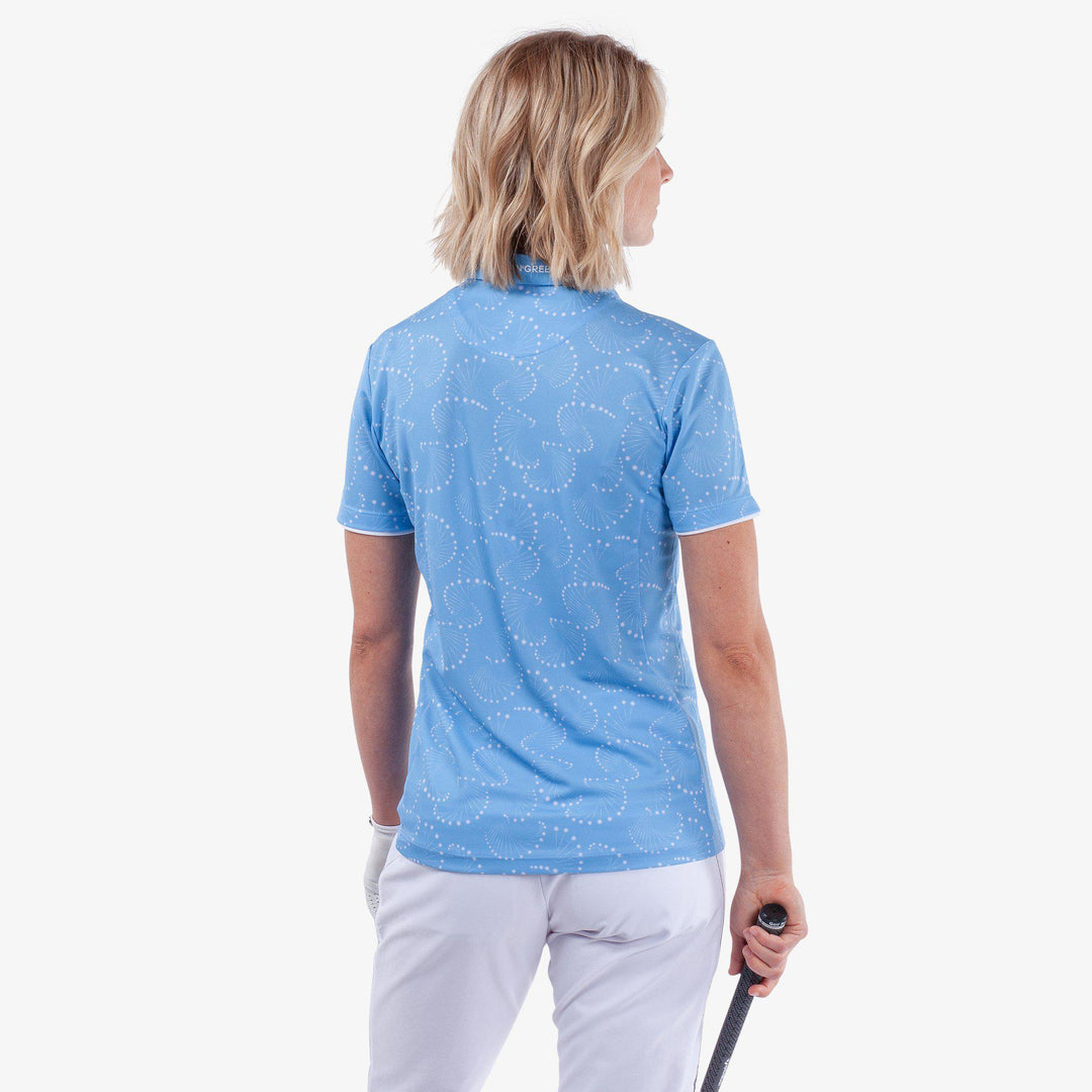 Mandy is a Breathable short sleeve golf shirt for Women in the color Alaskan Blue/White(4)