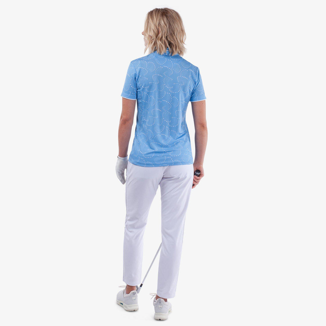 Mandy is a Breathable short sleeve golf shirt for Women in the color Alaskan Blue/White(6)