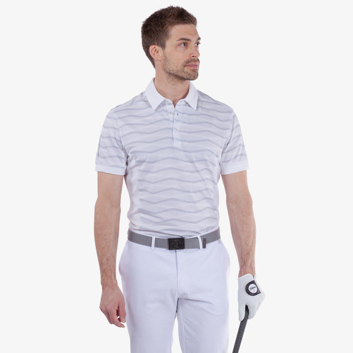 Merlin is a Breathable short sleeve golf shirt for Men in the color White/Cool Grey(1)
