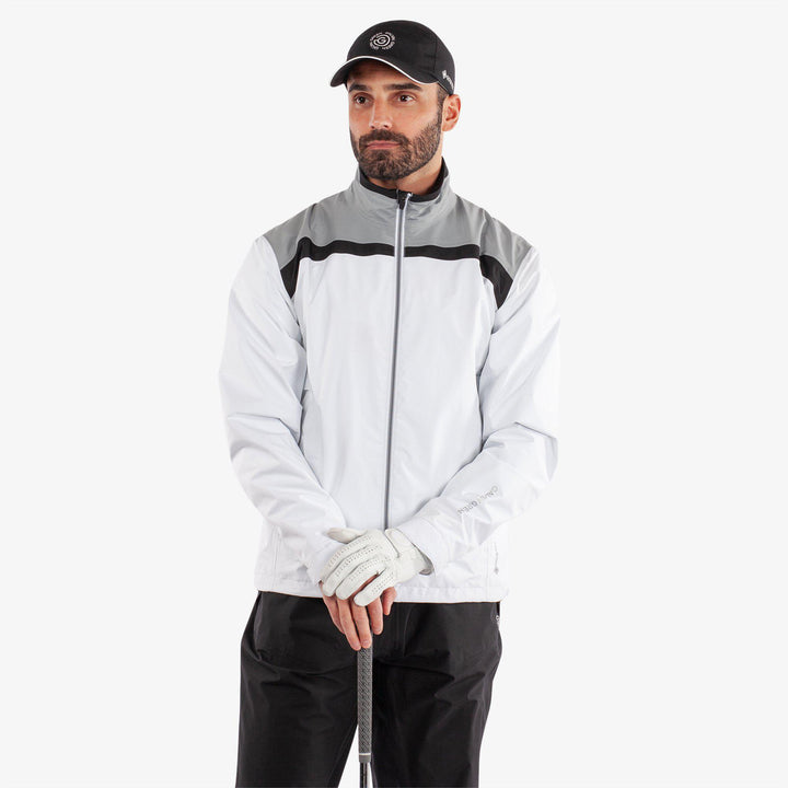 Anton is a Waterproof golf jacket for Men in the color White/Sharkskin(1)