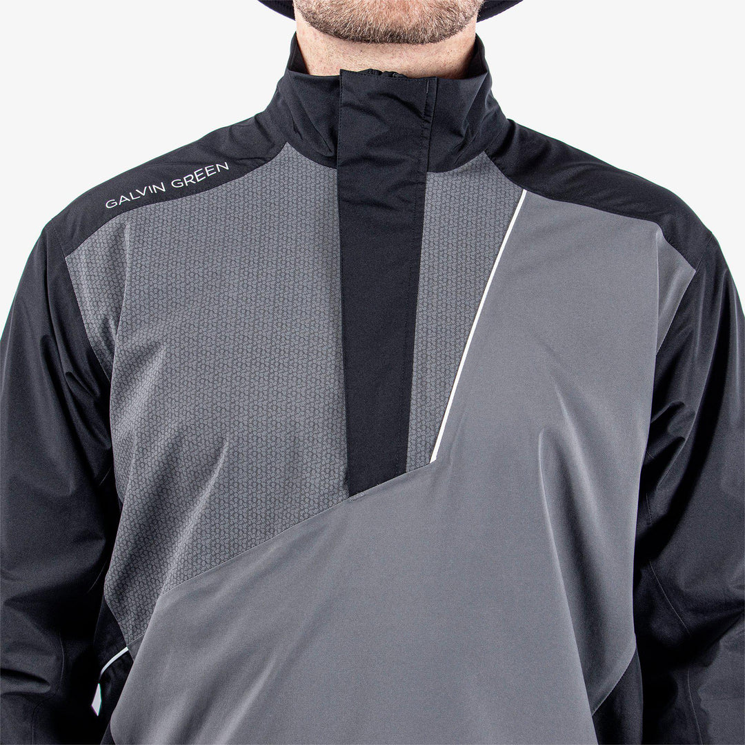 Axley is a Waterproof golf jacket for Men in the color Black/Forged Iron(4)