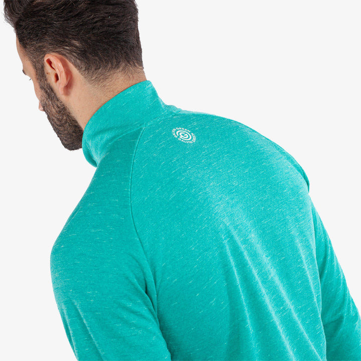 Dion is a Insulating golf mid layer for Men in the color Atlantis Green Melange(5)