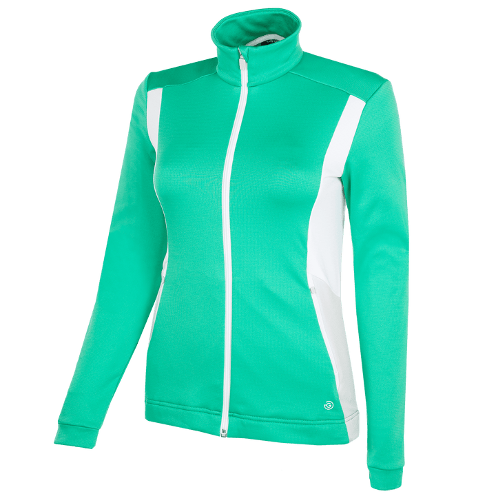 Donella is a Insulating golf mid layer for Women in the color Holly Green/White/Cool Grey(0)