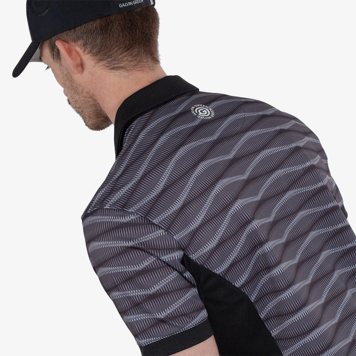 Merlin is a Breathable short sleeve golf shirt for Men in the color Black/Sharkskin(4)