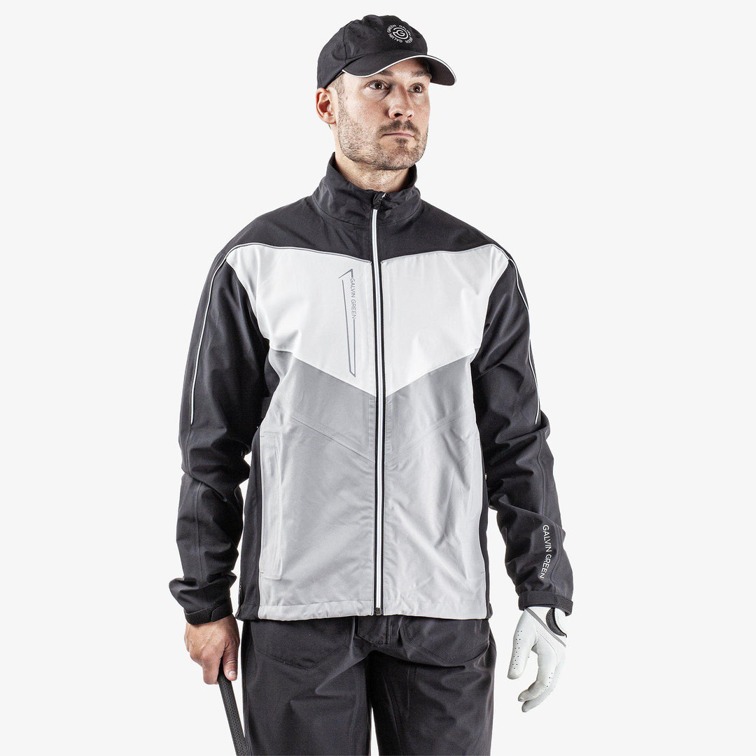 Armstrong is a Waterproof golf jacket for Men in the color Black/Sharkskin/Cool Grey(1)