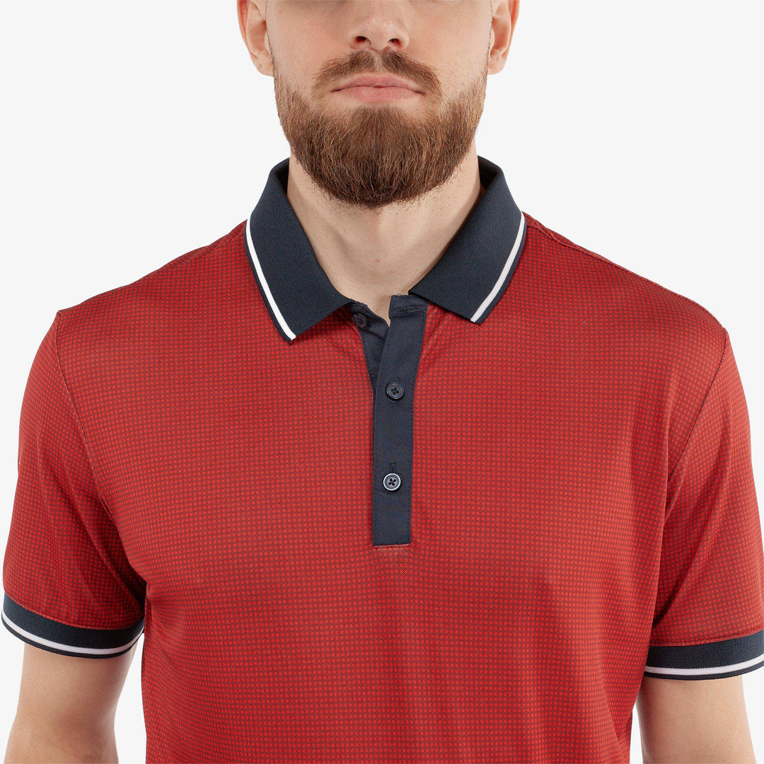 Miller is a Breathable short sleeve golf shirt for Men in the color Red/Navy(3)