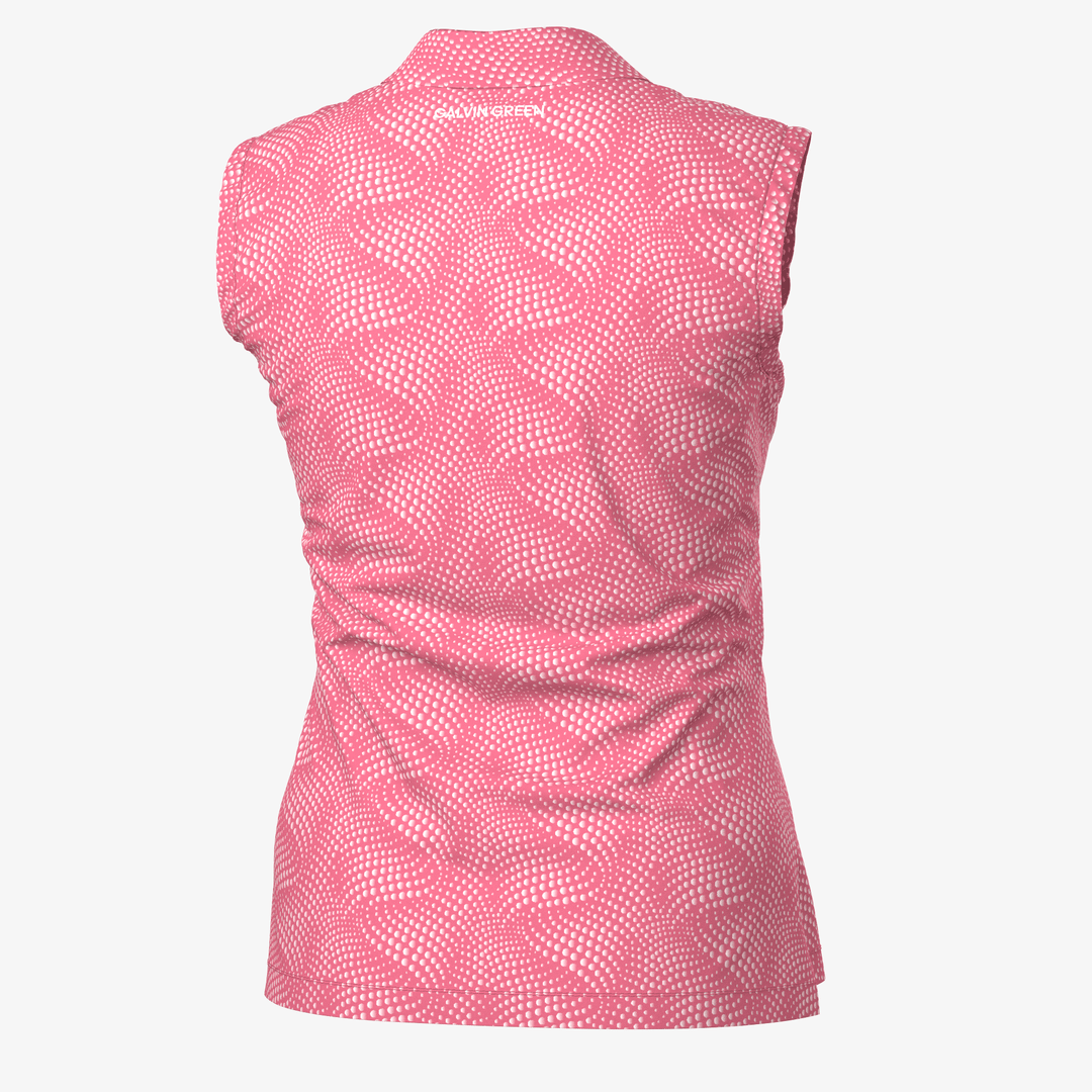 Minnie is a BREATHABLE SLEEVELESS GOLF SHIRT for Women in the color Camelia Rose/White(6)