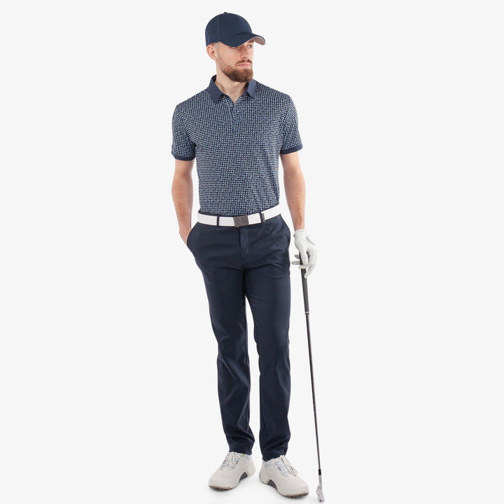 Melvin is a Breathable short sleeve golf shirt for Men in the color Navy/White(2)