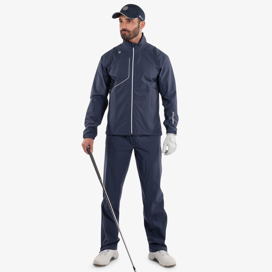 Ames is a Waterproof golf jacket for Men in the color Navy/White(2)